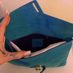 Blue suede Ela clutch